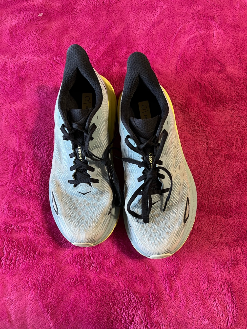 Hoka Women's Running Shoes - White with Black and Yellow Accents